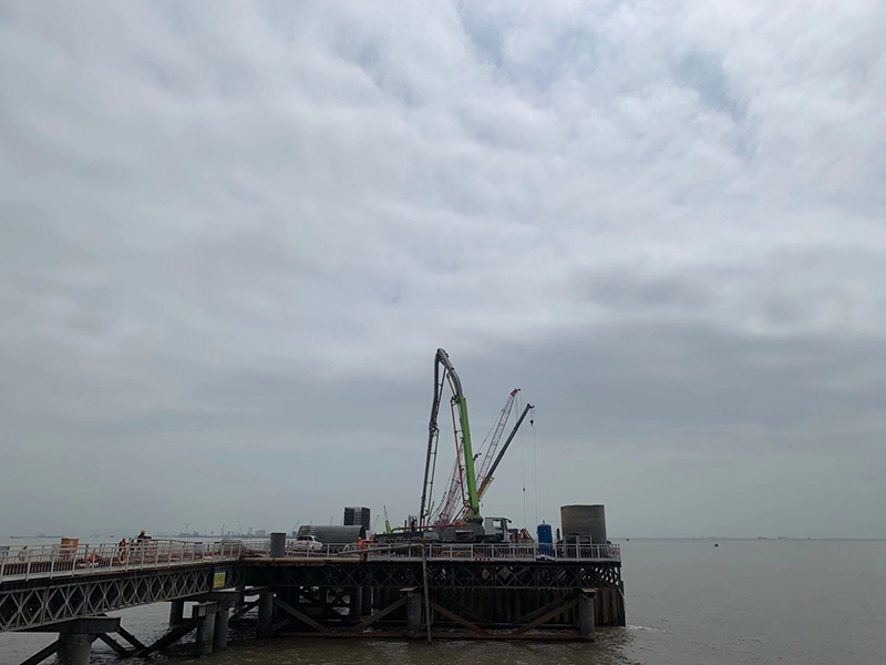 广州南沙15米钢板桩桥墩施工-4