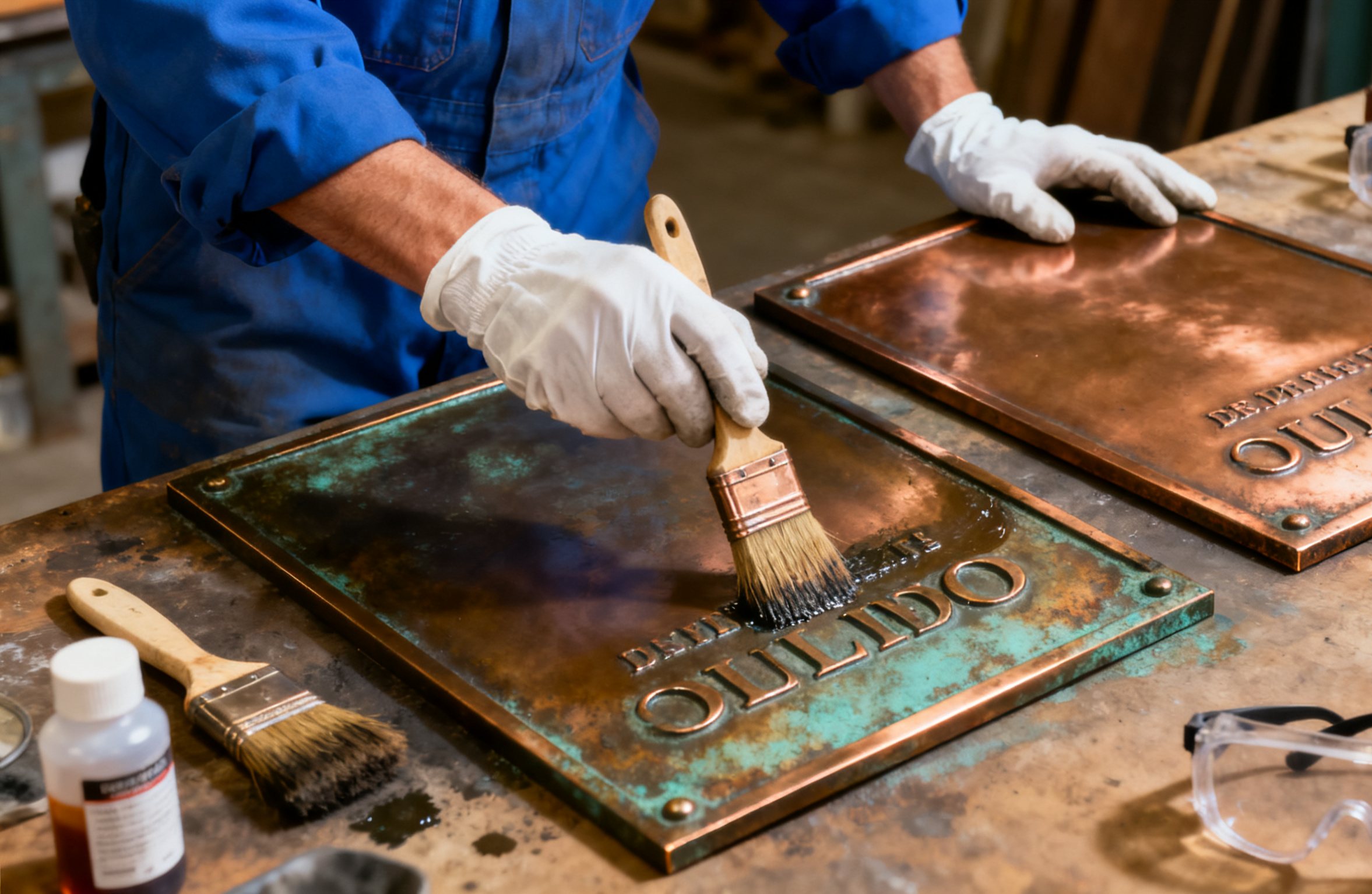 金属件营造复古质感（如铜绿、铁锈）。