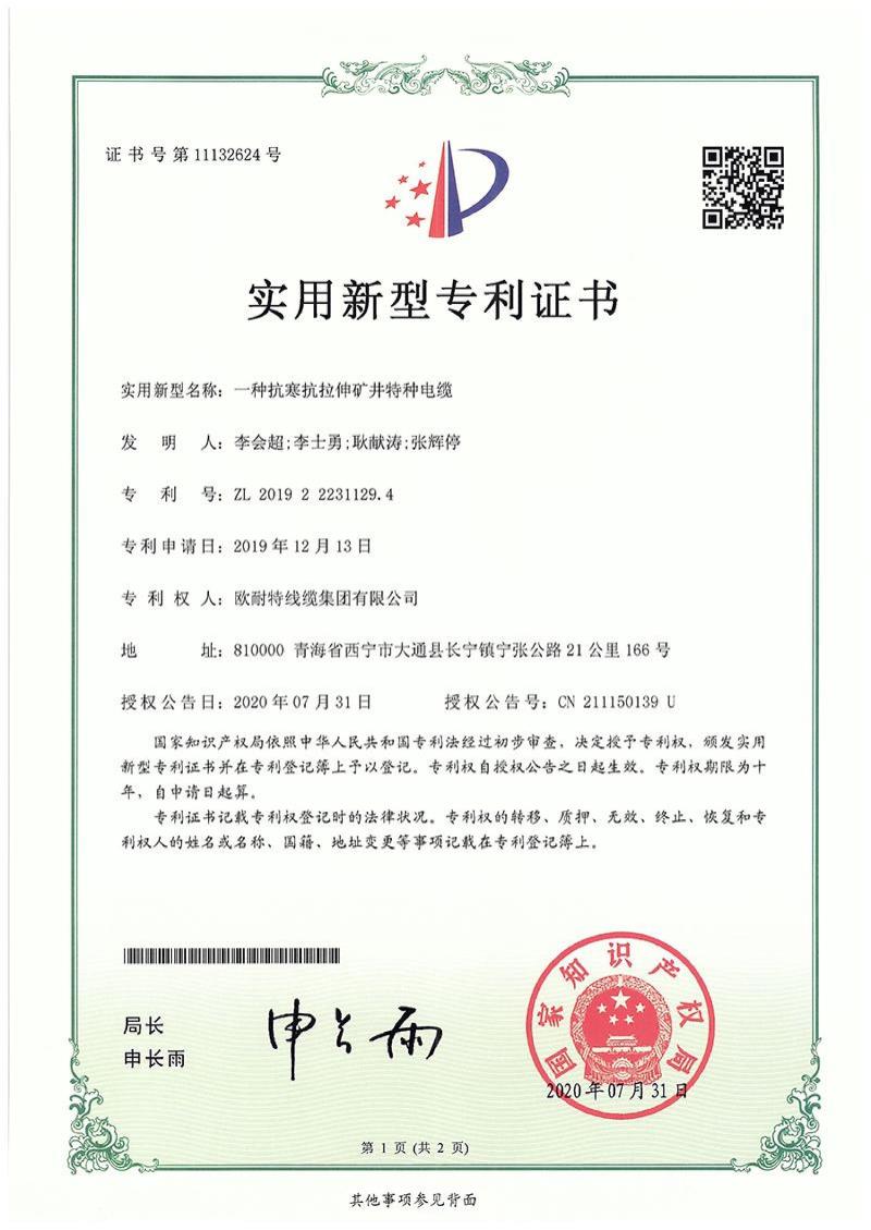 一种抗寒抗拉伸矿井特种电缆