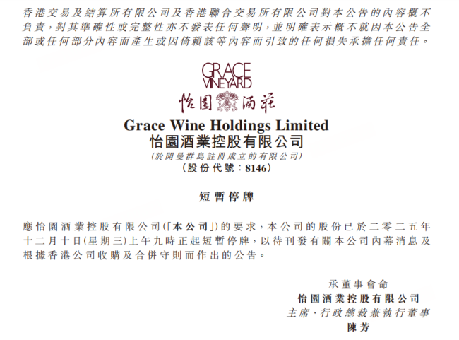 怡园酒业停牌悬念：营收增长42%为何难阻股价探底