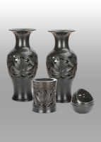 龙山黑陶工艺品中式简约家居花瓶摆件-2