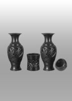 龙山黑陶工艺品中式简约家居花瓶摆件
