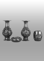 龙山黑陶四件套装手工陶瓷工艺礼品-4