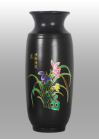 龙山黑陶工艺品梅兰竹菊花瓶