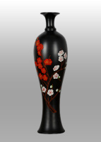 龙山黑陶梅花荷花瓶