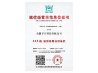 诚信经营示范单位证书