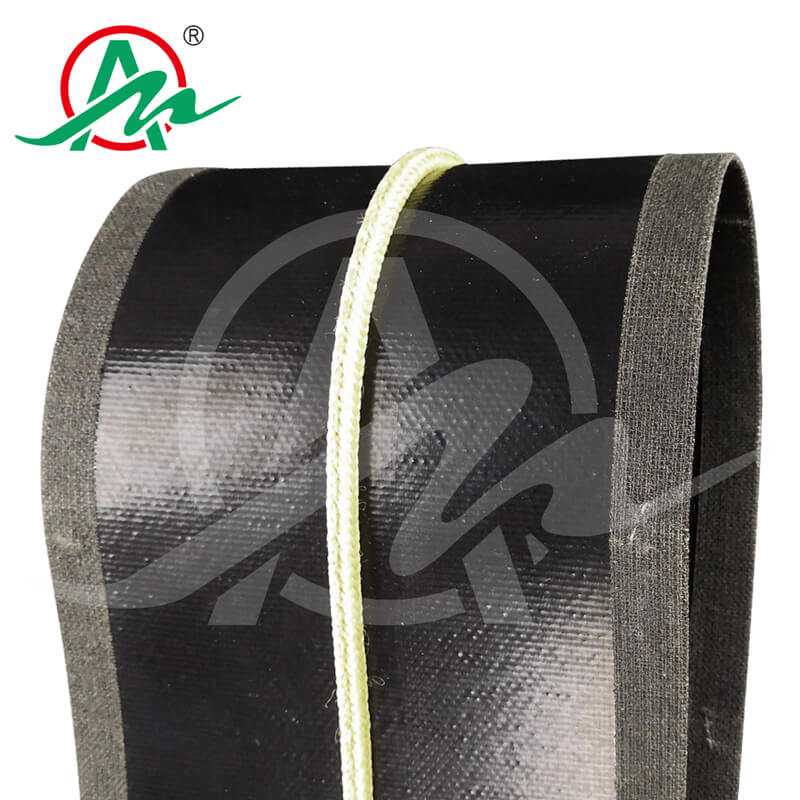 耐260度高温铁氟龙输送带包边加导条2