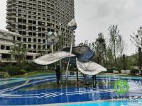 不锈钢荷花雕塑济南茂岭山公园广场2019.11.16