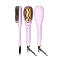 新款跨境干湿卷直两用迷你便携智能电动造型直发梳定制OEMODM