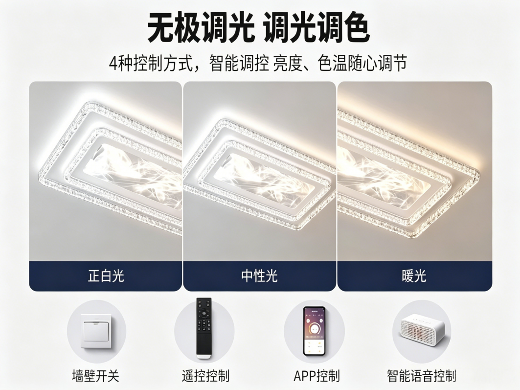 轻奢客厅大灯水晶吸顶灯中山灯具套餐组合-主图-4