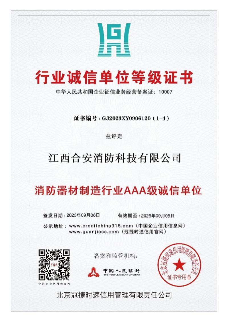 12行业诚信单位等级证书