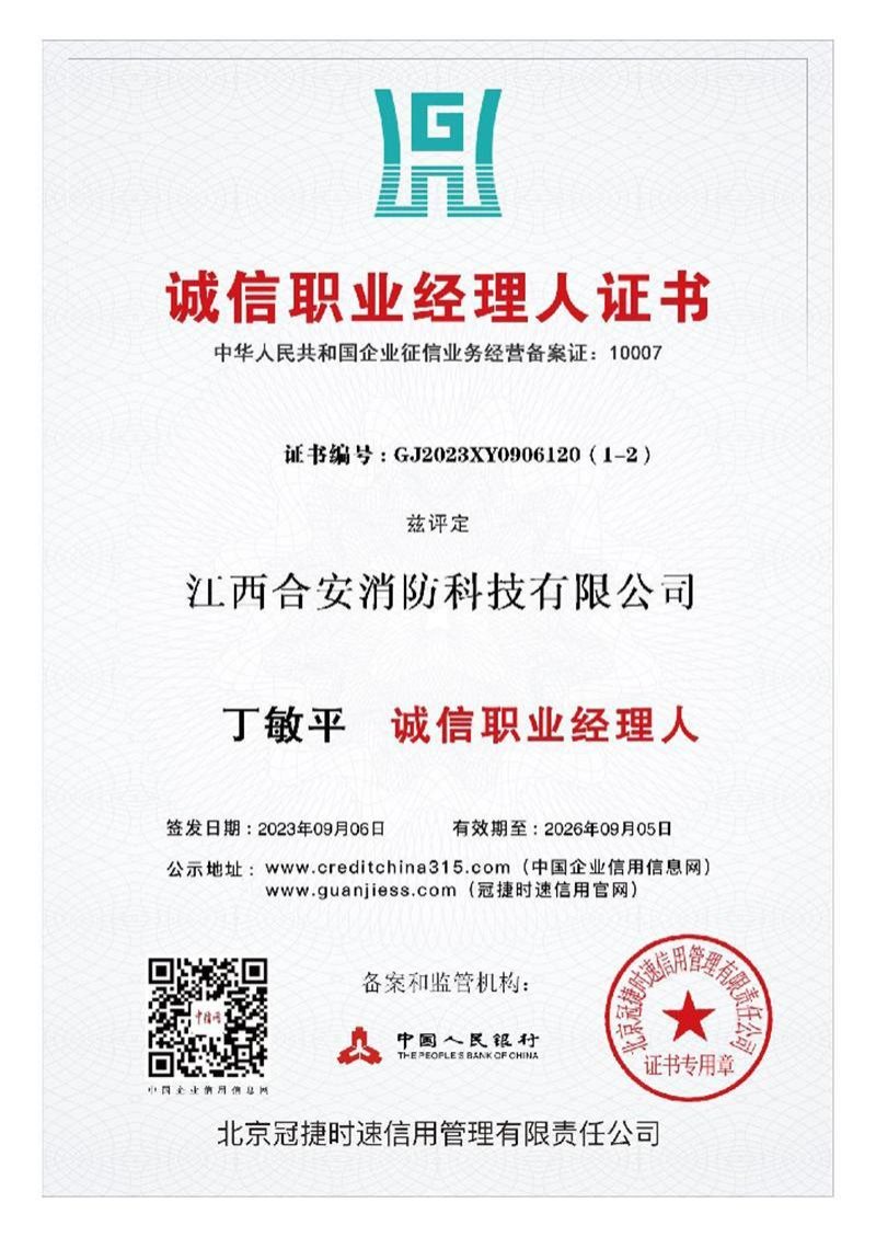 9丁敏平诚信职业经理人证书
